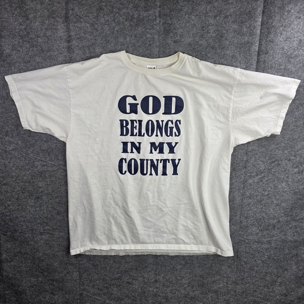 Y2K God Belongs In‎ My County Shirt Mens 2XL Christian Graphic Tee Anvil Kneel